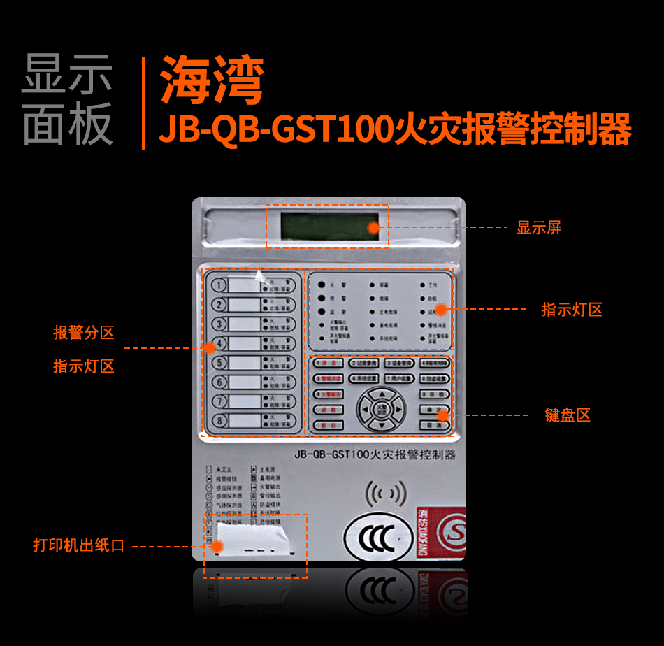 青海海湾JB-QB-GST100青海火灾报警控制器显示面板